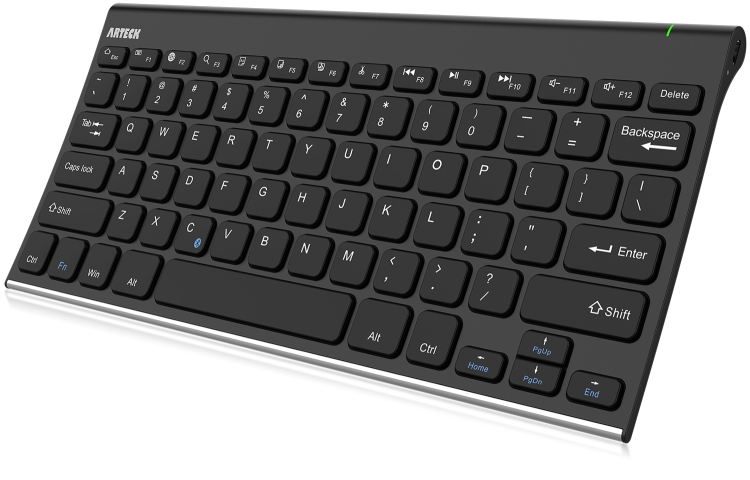 Arteck HB086 Bluetooth Keyboard, Stainless Steel Universal Portable Wireless Bluetooth Keyboard for iOS iPad 10.2-inch, Air, Pro, Mini, Android, Windows Tablets PC Smartphone Built in Rechargeable Battery