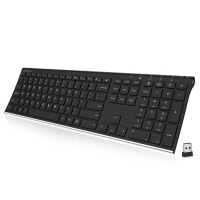 Arteck HW192 2.4G Wireless Keyboard Stainless Steel Ultra Slim Full Size Keyboard with Numeric Keypad for Computer/Desktop/PC/Laptop/Surface/Smart TV and Windows 10/8/ 7 Built in Rechargeable Battery Visit the Arteck Store