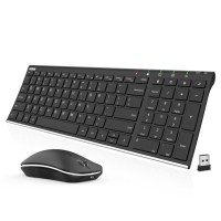 Arteck HW193MW162 2.4G Wireless Keyboard and Mouse Combo HW193MW162 Stainless Ultra Slim Full Size Keyboard and Ergonomic Mouse for Computer Desktop PC Laptop and Windows 11/10/8/7 Build in Rechargeable Battery