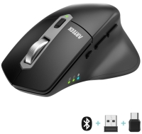 Arteck MD172 Multi-Device Wireless Bluetooth Mouse with Nano USB-A, USB-C Receiver Ergonomic Right Hand Silent Clicking Rechargeable Mouse for Computer Desktop PC Laptop Mac iPad and Windows 11/10 iPad OS